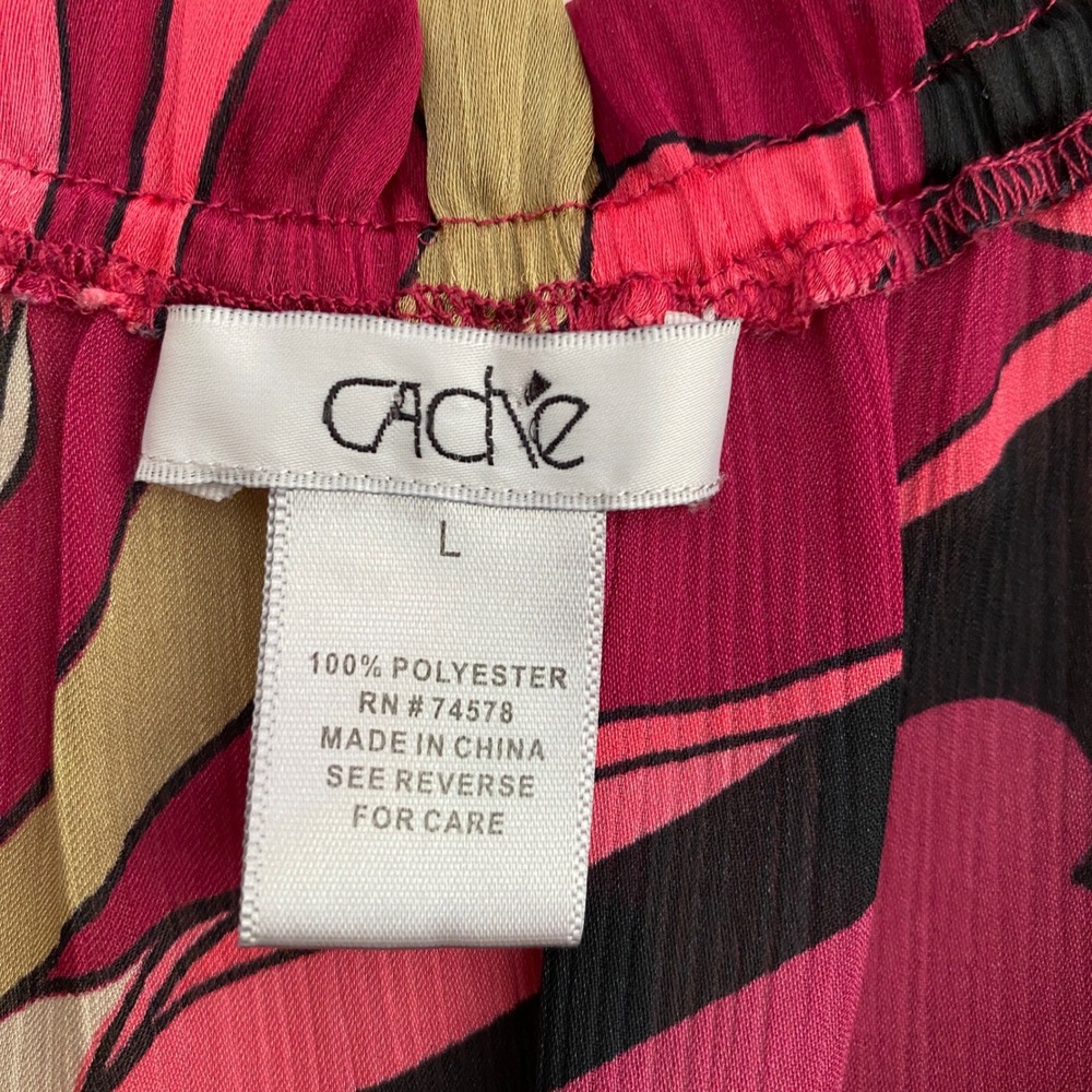Cache Y2K Funky Print Tank Top Women Large Pink Abstract V-Neck Ruffle - Picture 5 of 7
